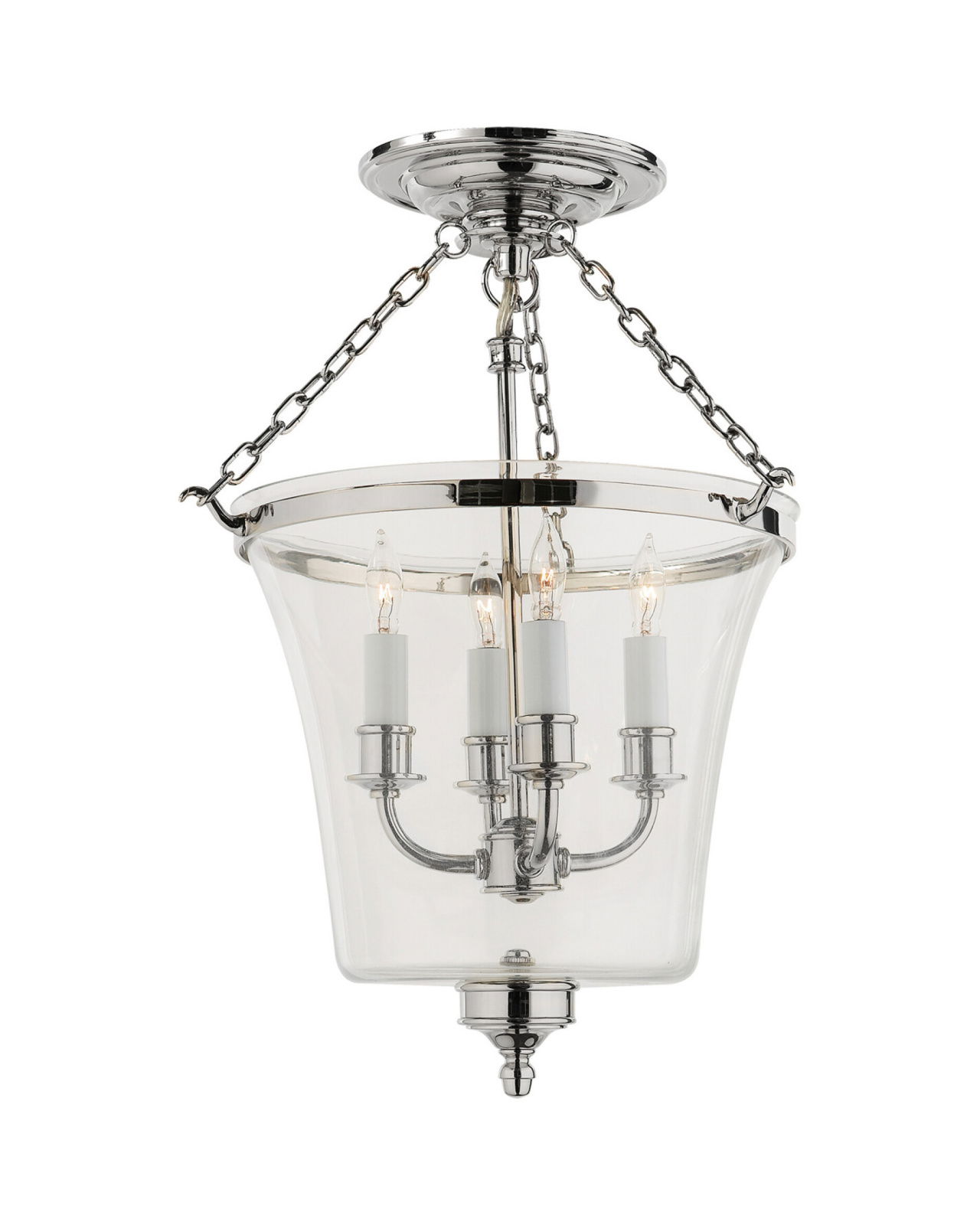 Sussex Semi-Flush Bell Jar Lantern Polished Nickel