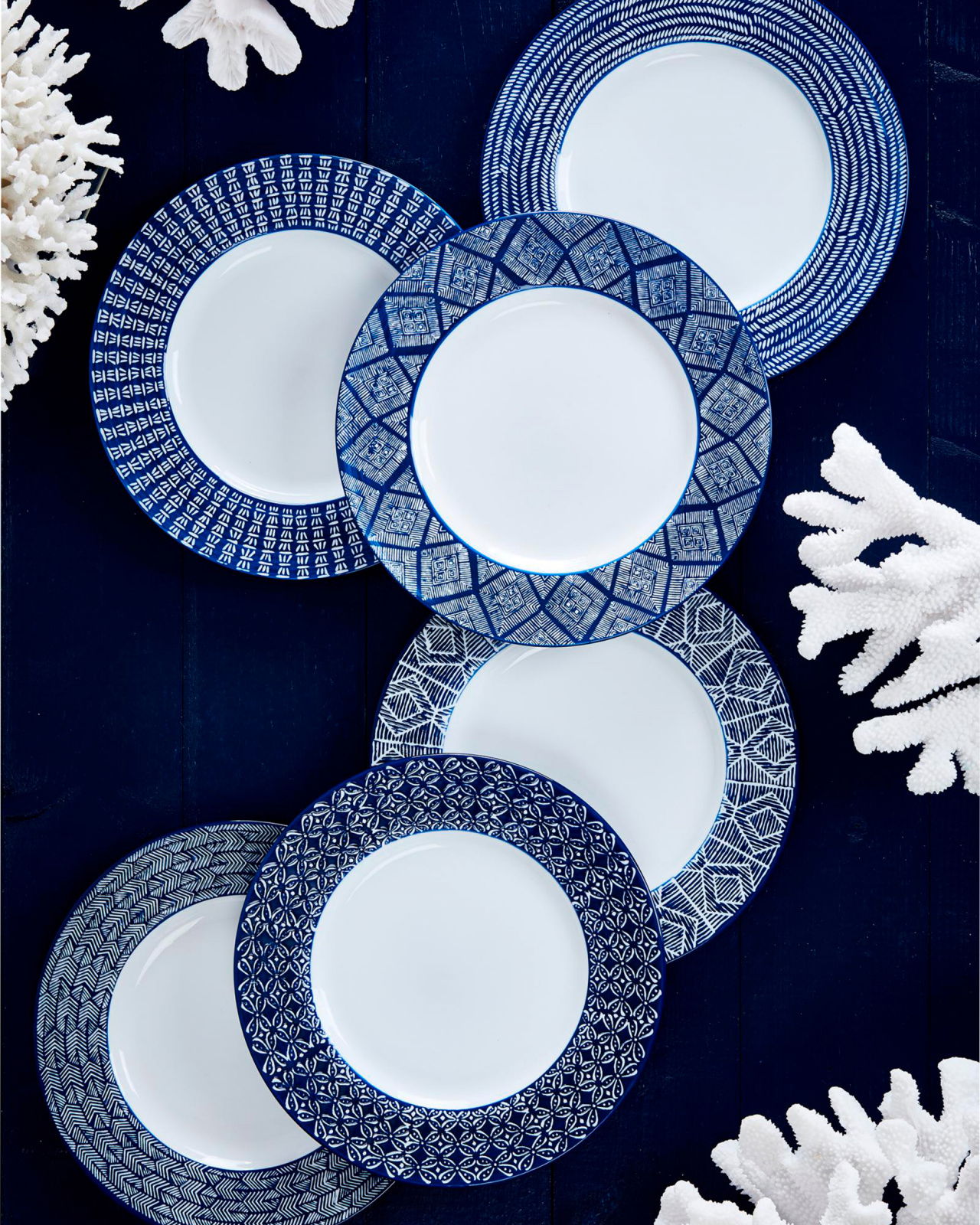 Capri Azzurra Dinner Plates, Blue/White Set Of 6