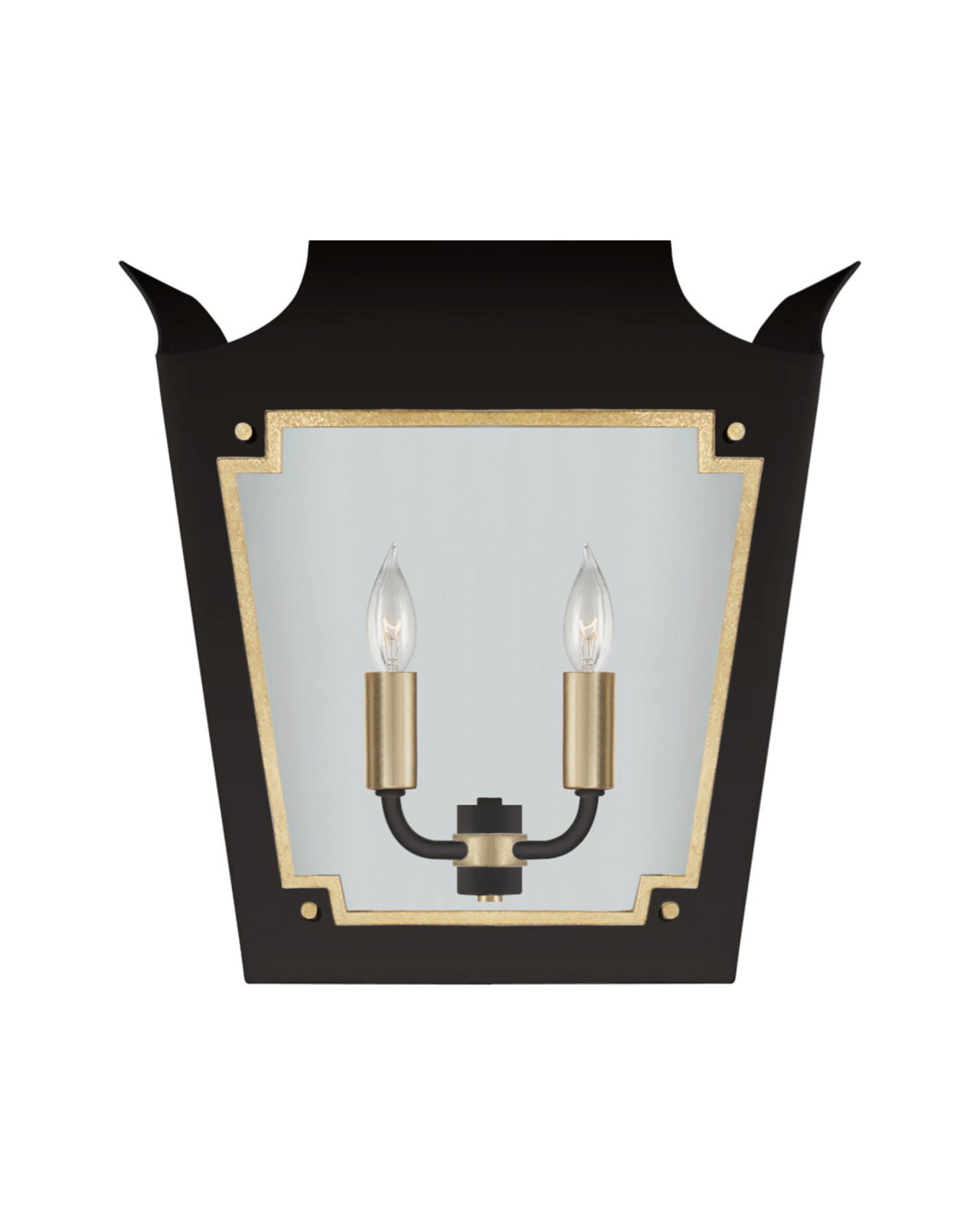 Caddo Lantern Sconce Matte Black and Gild