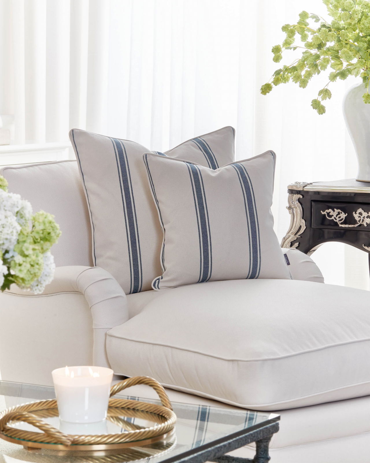 Shannon kuddfodral blå/vit