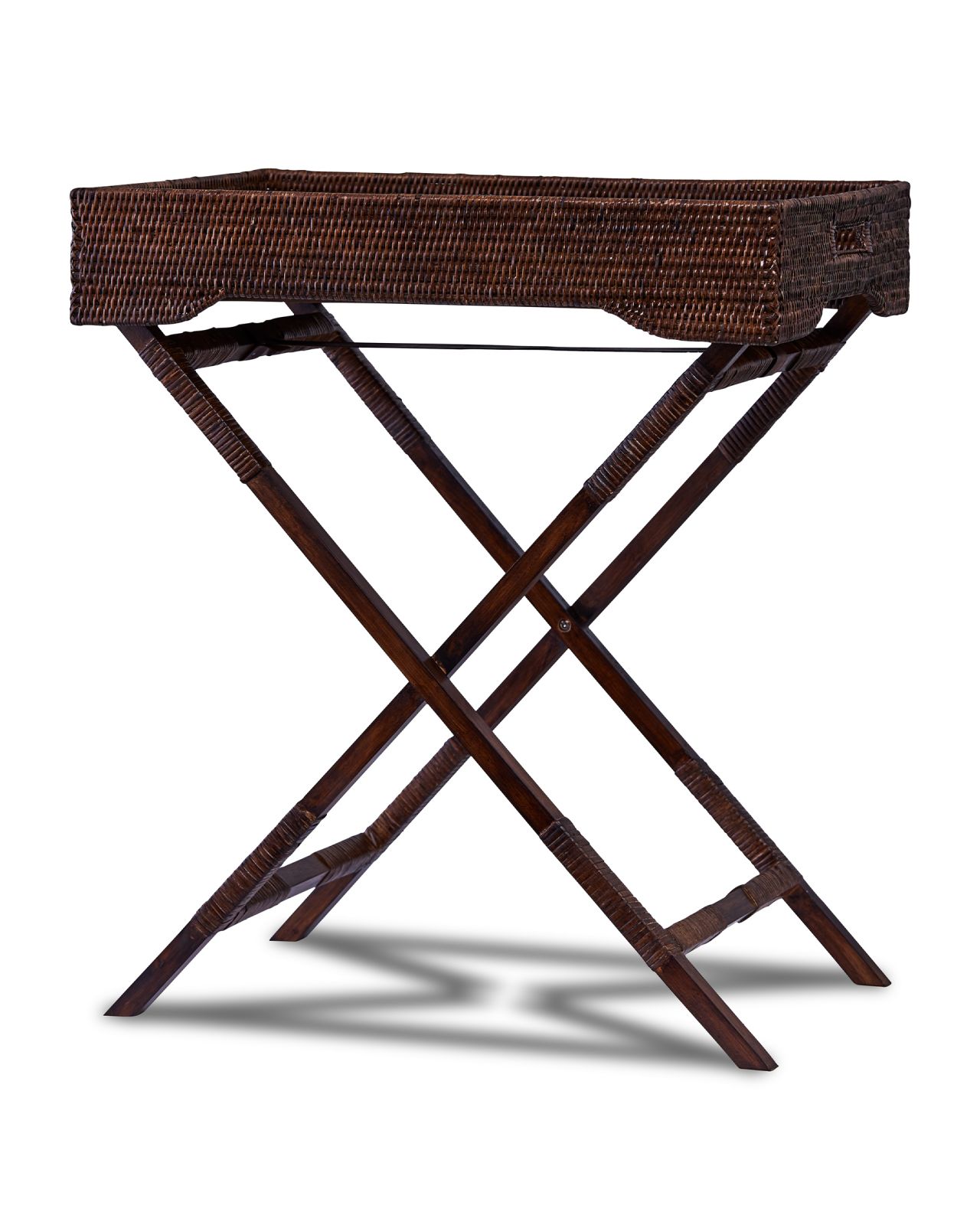 Cognac bakkebord rattan