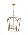 Darlana Wrapped Lantern Antique-Burnished Brass/Natural Rattan L