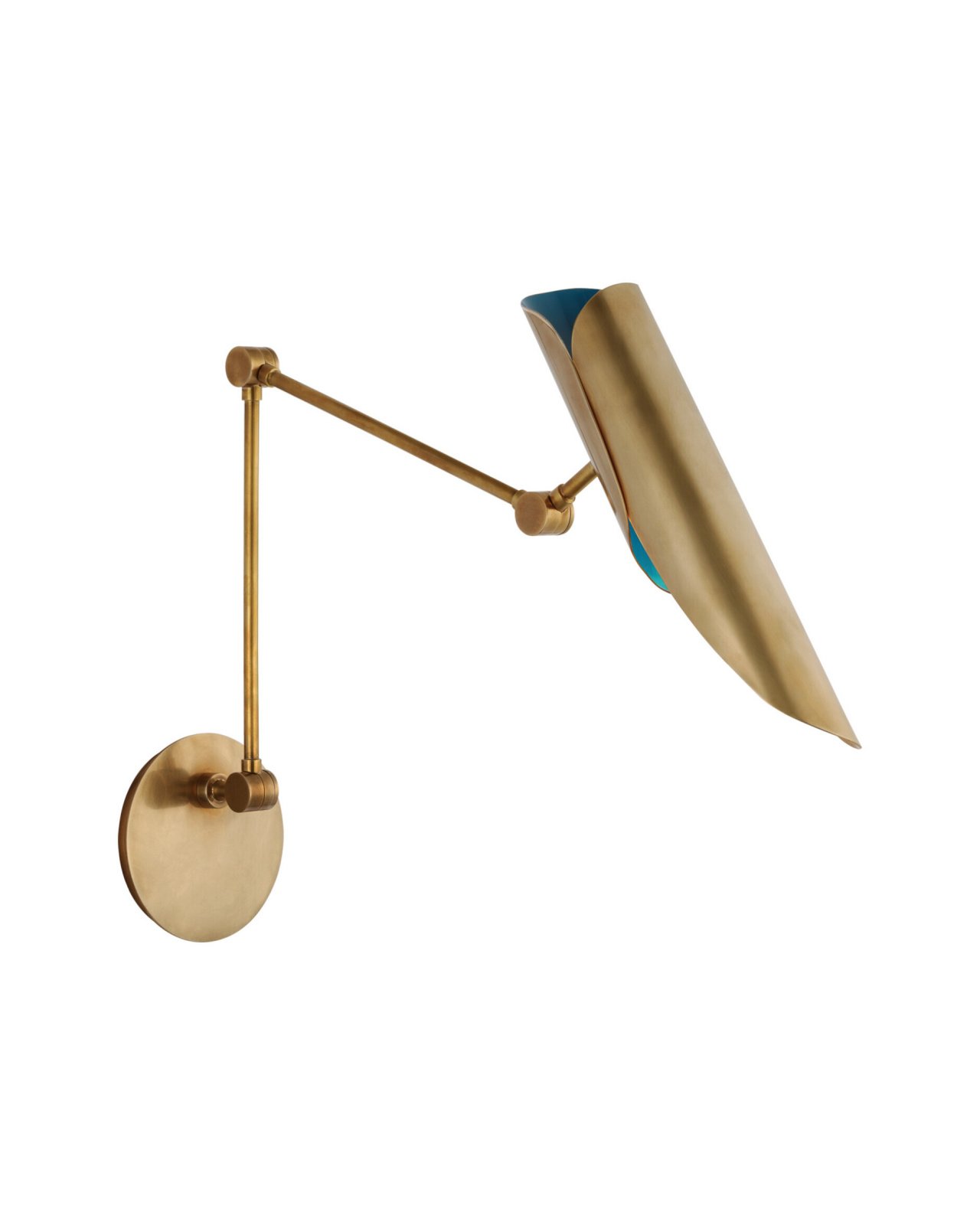 Flore Double Library Wall Light Soft Brass and Riviera Blue
