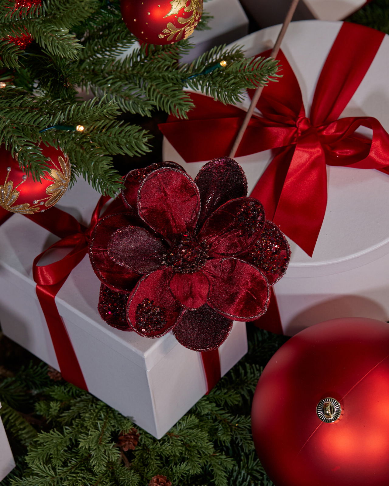 Magnolia Decorative Branch Burgundy