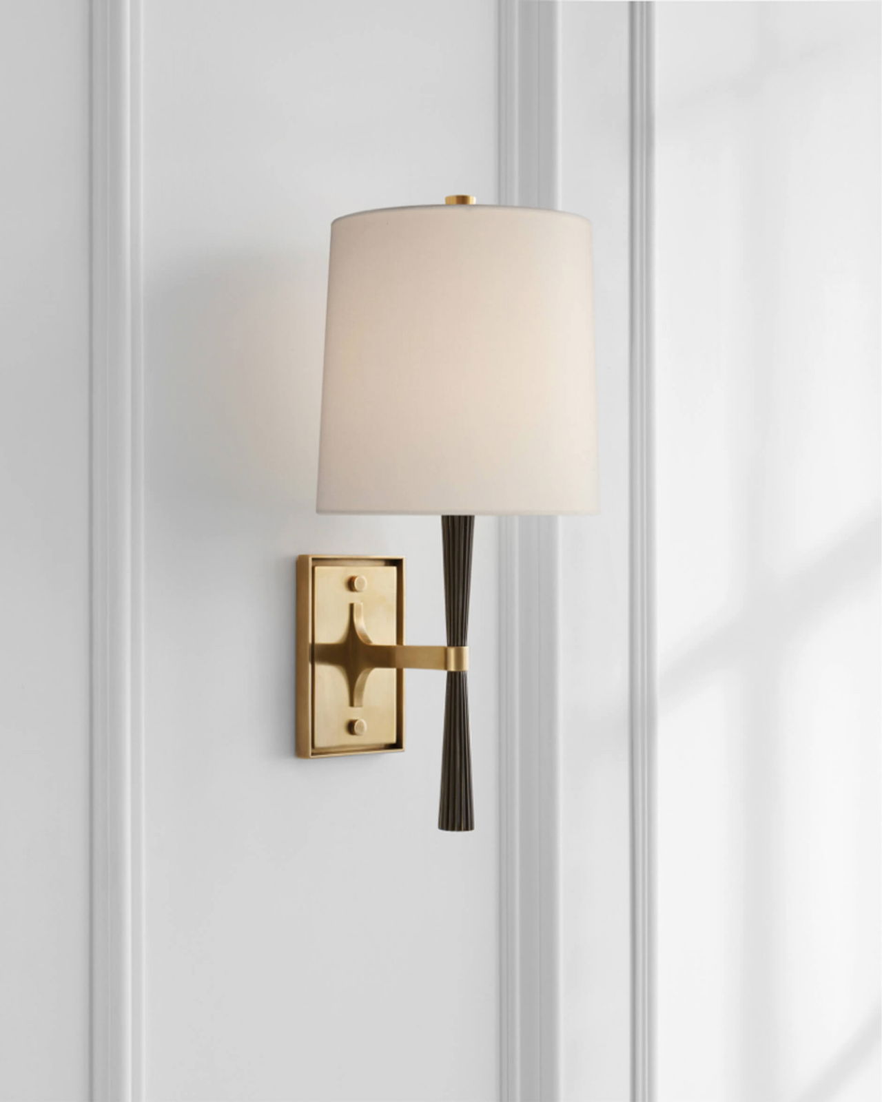 Refined Rib Sconce Ebony Resin and Brass