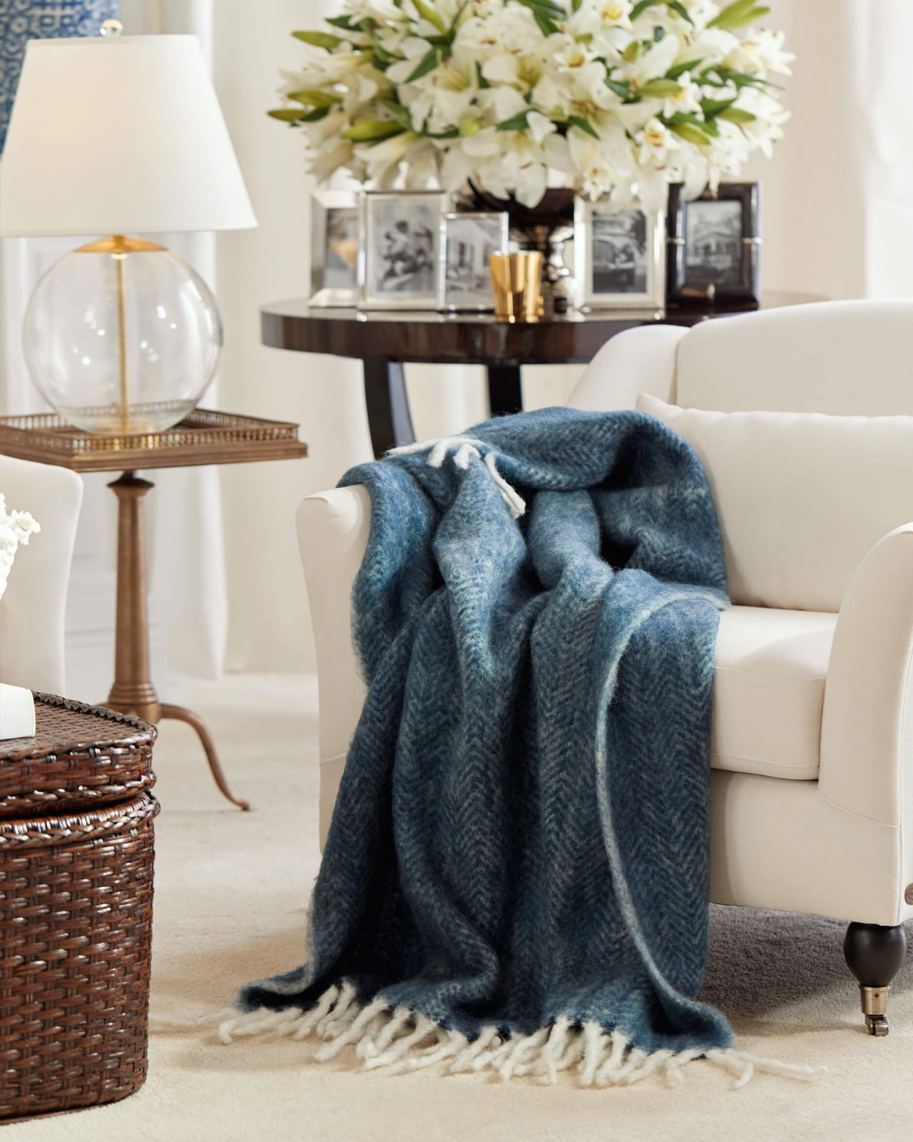 Savoie Herringbone pläd blå