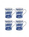 Blue Italian Mugs Blue/white 4-pack