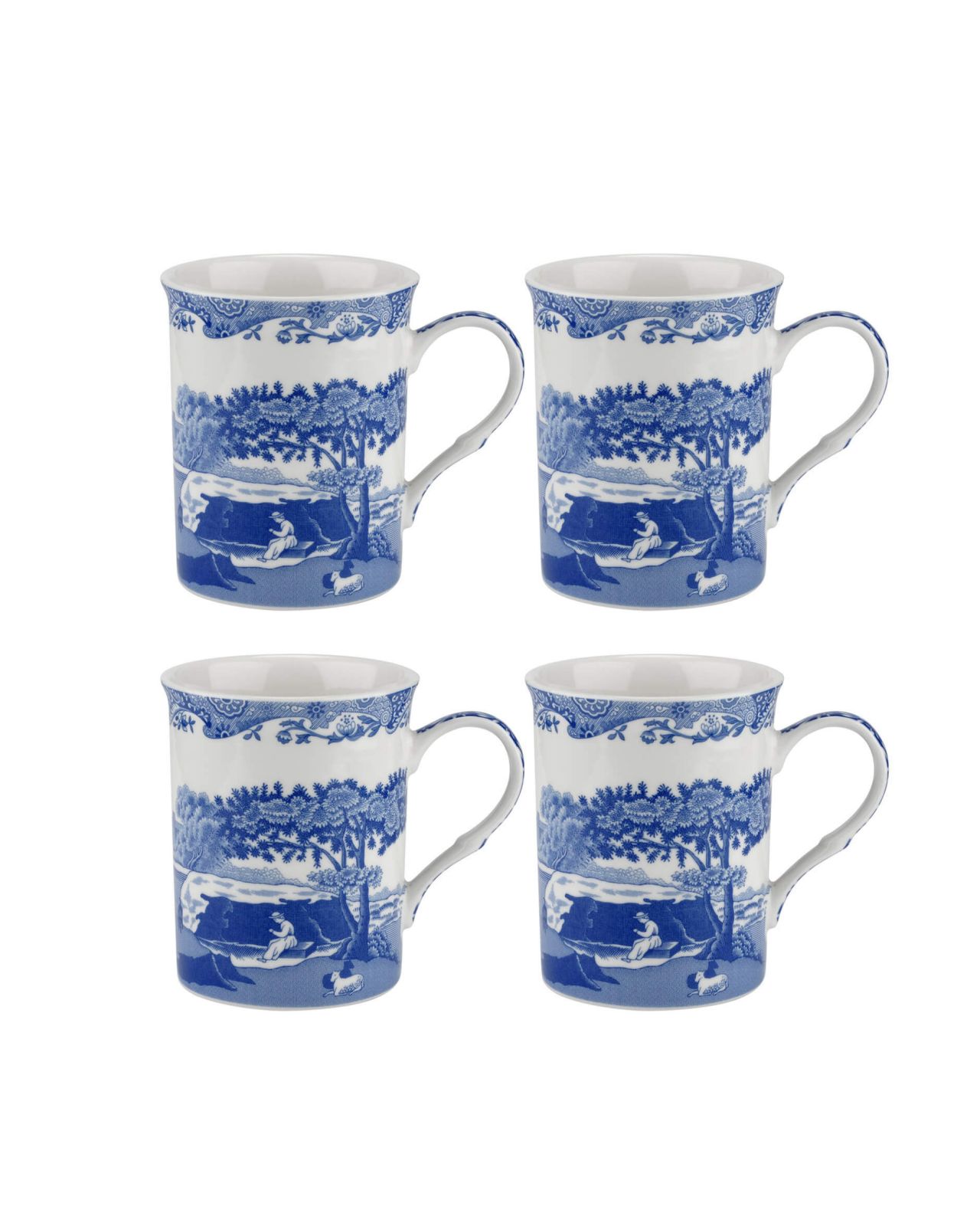 Blue Italian Mugs Blue/white 4-pack