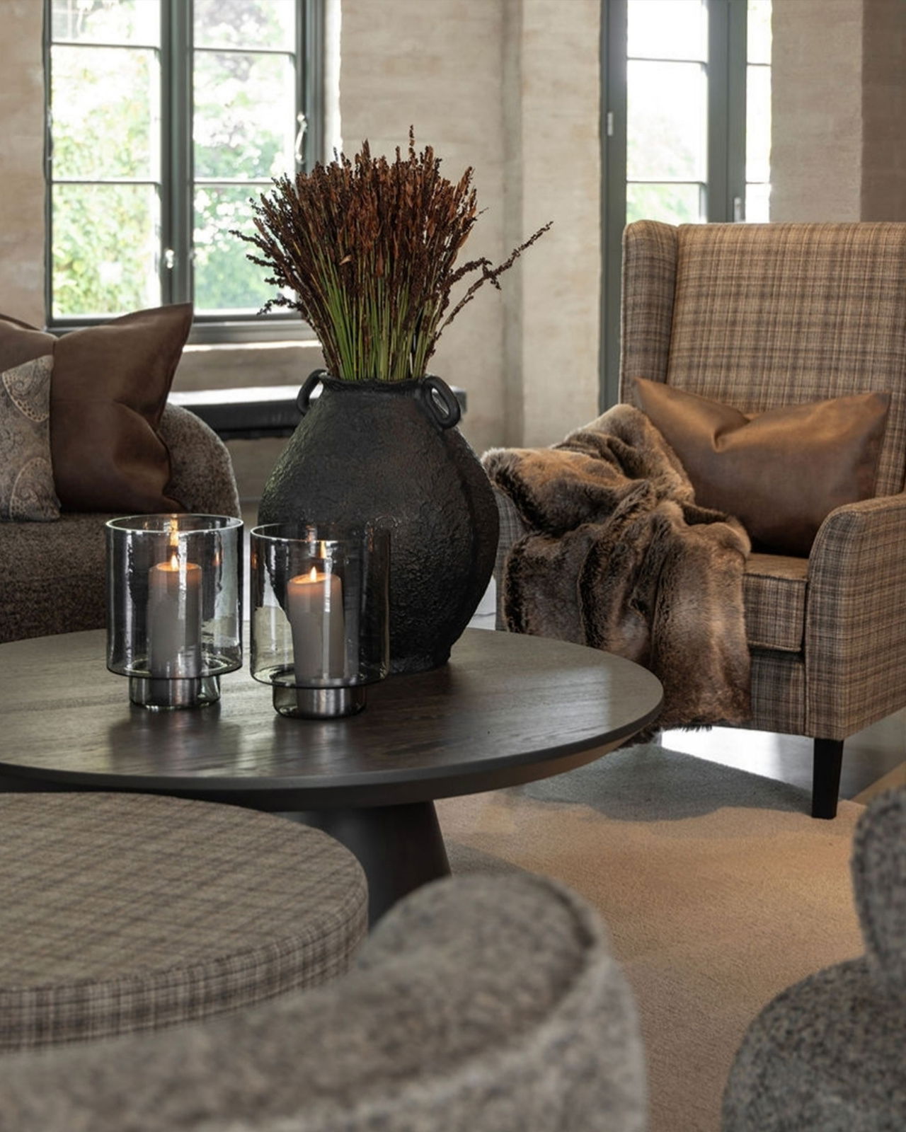 Reef candle holder smoke grey