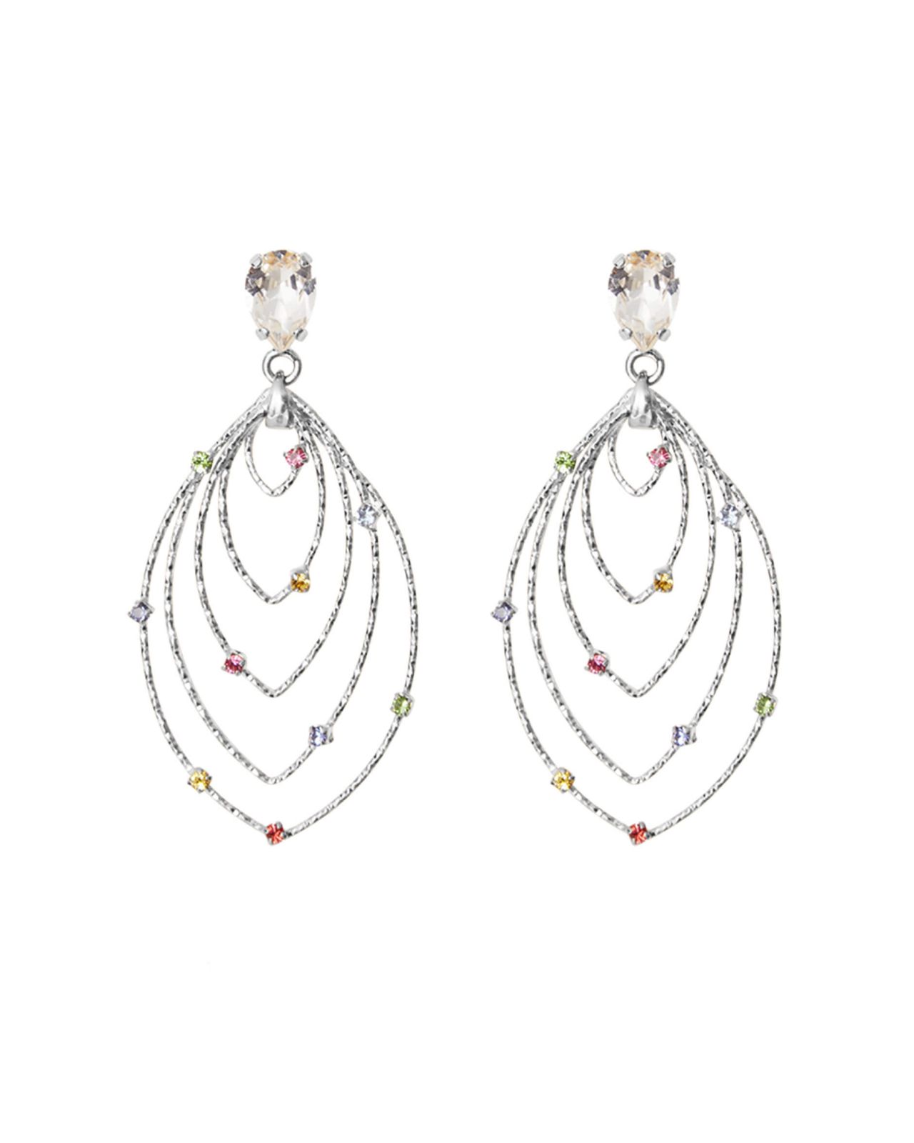 Mini Lotus -korvakorut, rainbow combo rhodium