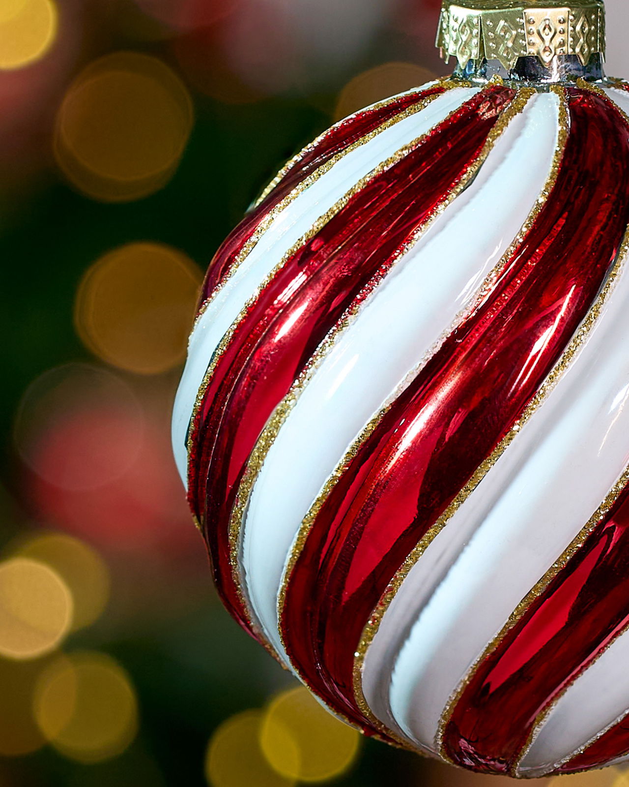 Melissa kerstbal rood/wit 8cm