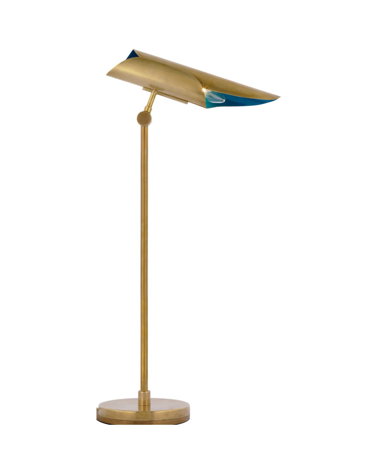 Flore Desk Lamp Soft Brass and Riviera Blue