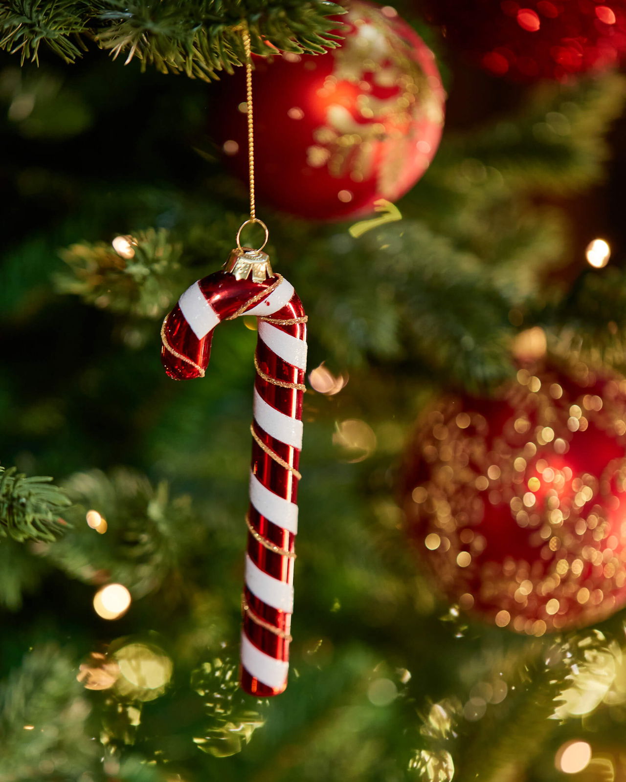 Poppy Candy Cane Ornament