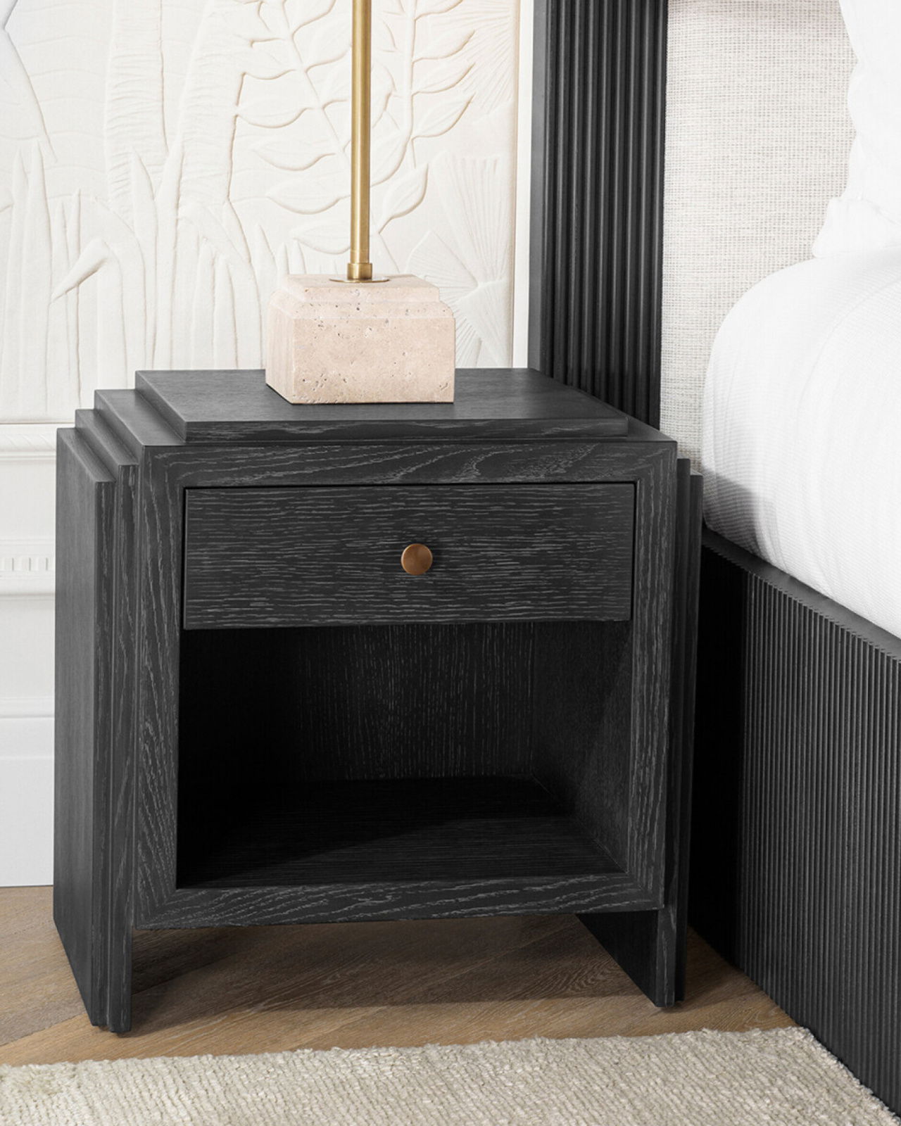 ArtDeco beistelltisch charcoal grey oak veneer