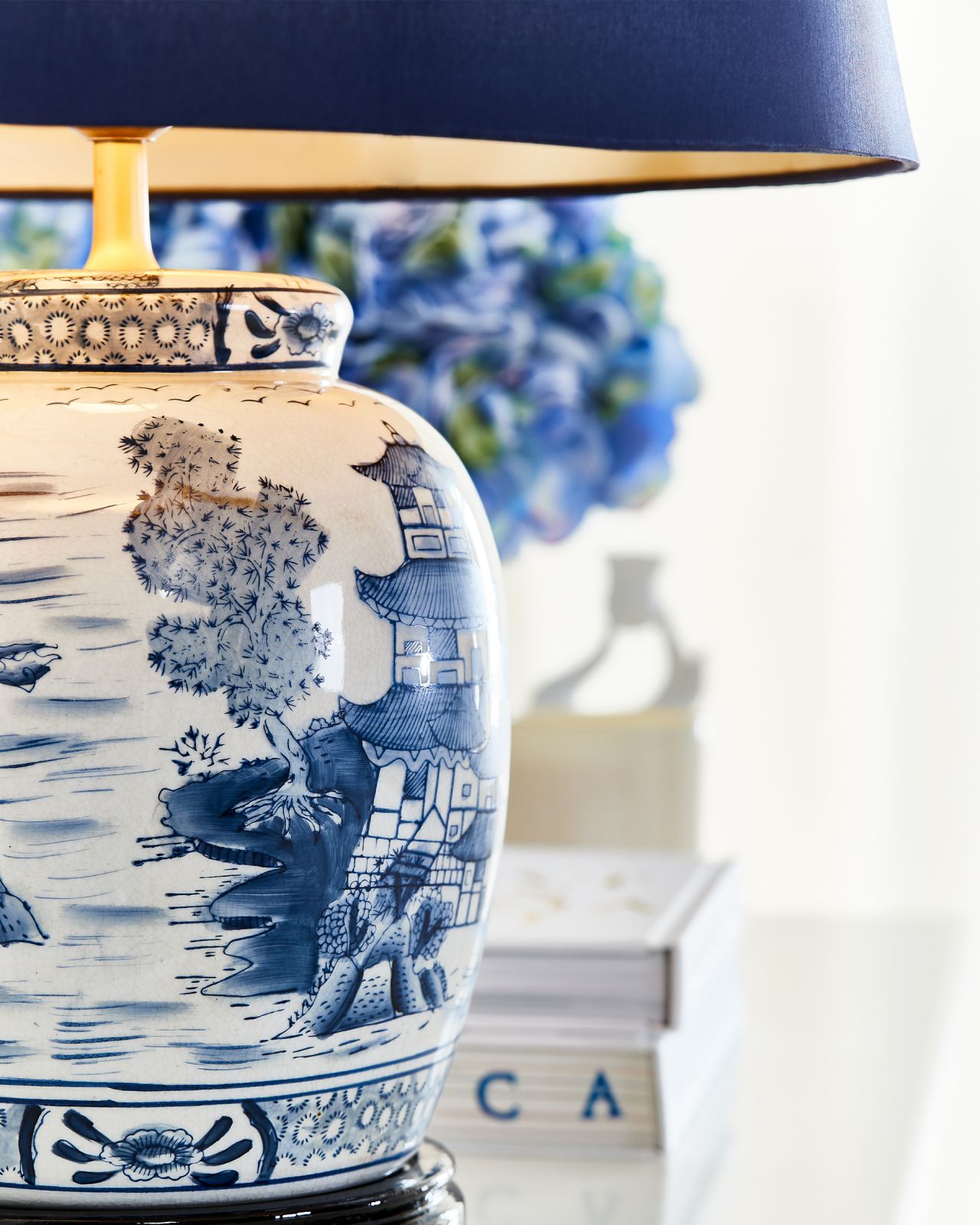 Nanjing bordslampa blå/vit
