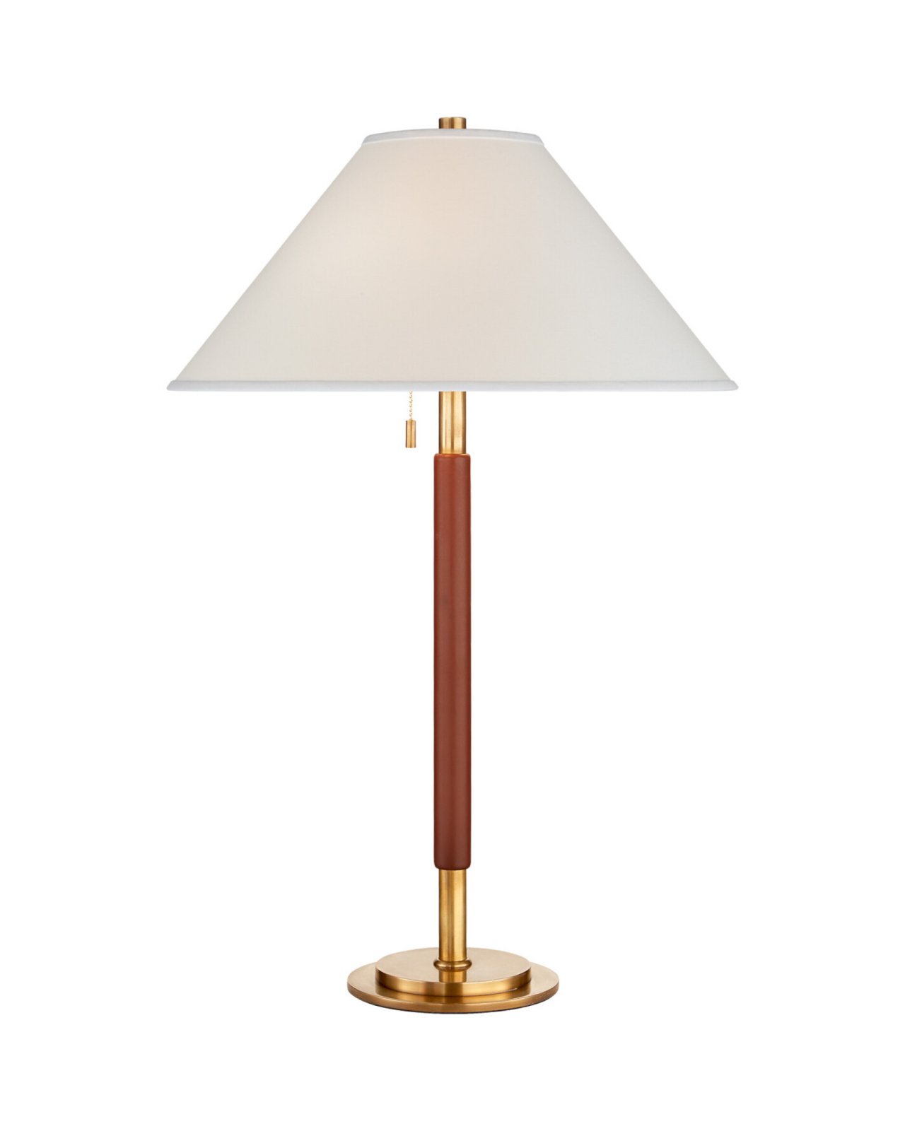 Garner Table Lamp Natural Brass/Saddle Leather