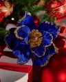 Mathilde bloem kerstdecoratie blauw