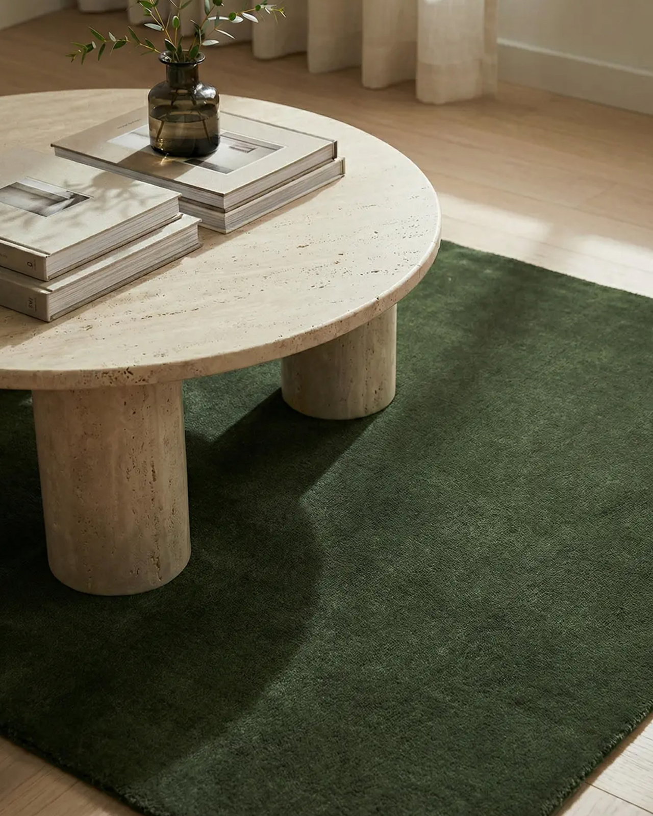 Solid vloerkleed forest green