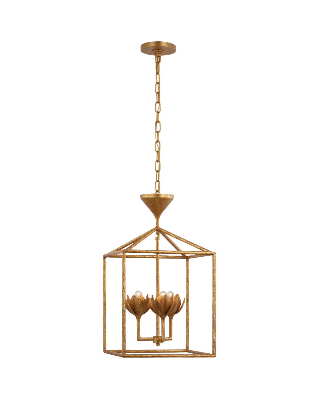 Alberto  Open Cage Lantern Antique Gold Leaf