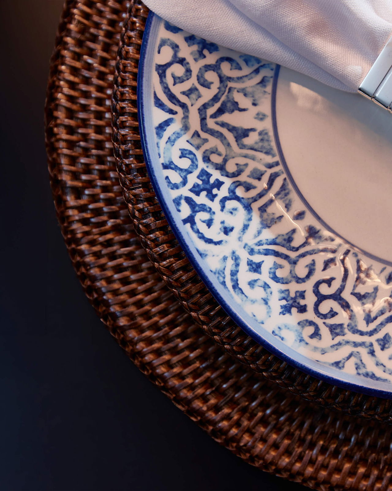 Cognac Placemat Round Rattan