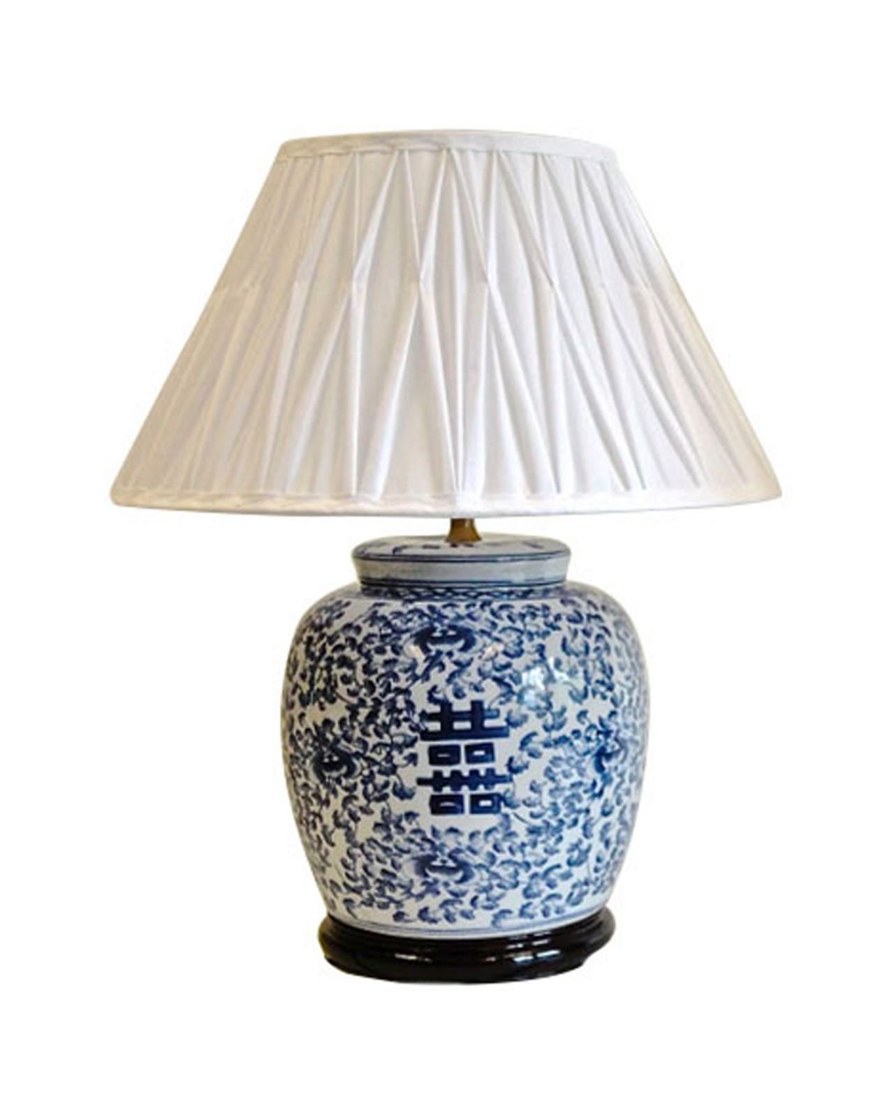 Kina bordlampe blå / hvit