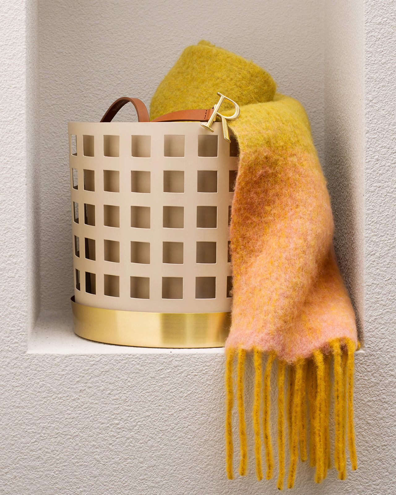 Trio-ruukku, ruudullinen, beige