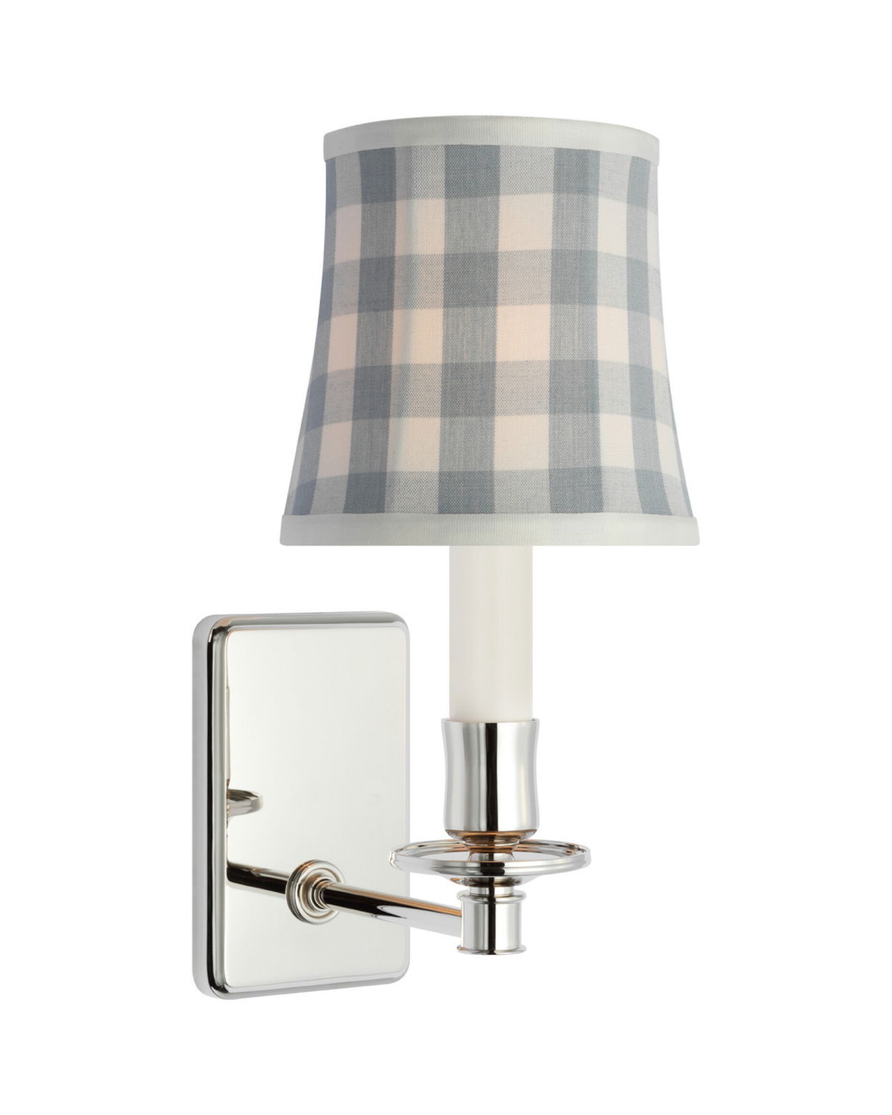 Tara 12" Sconce Nickel/Sky Elton Check Soft Empire Shade