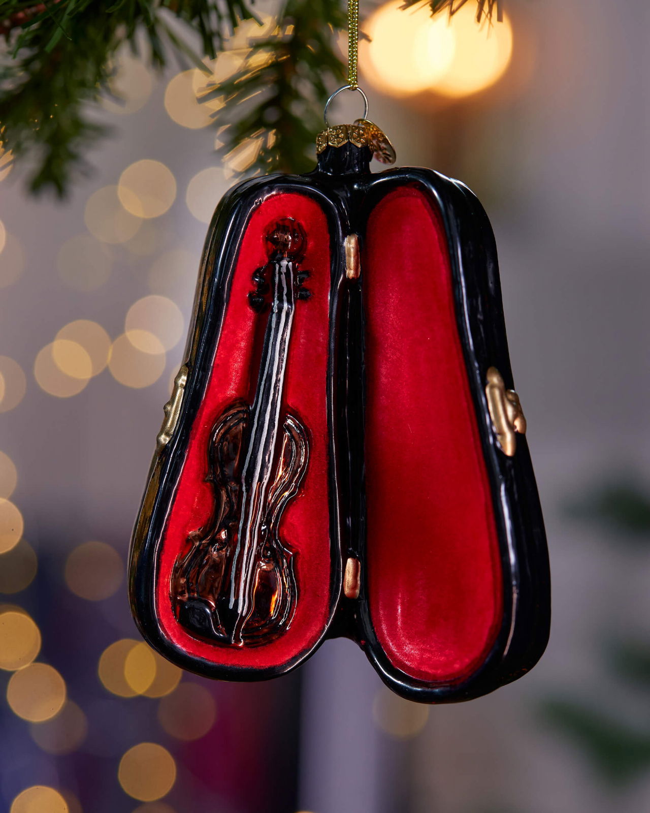 Elena fiol julgransdekoration svart/röd