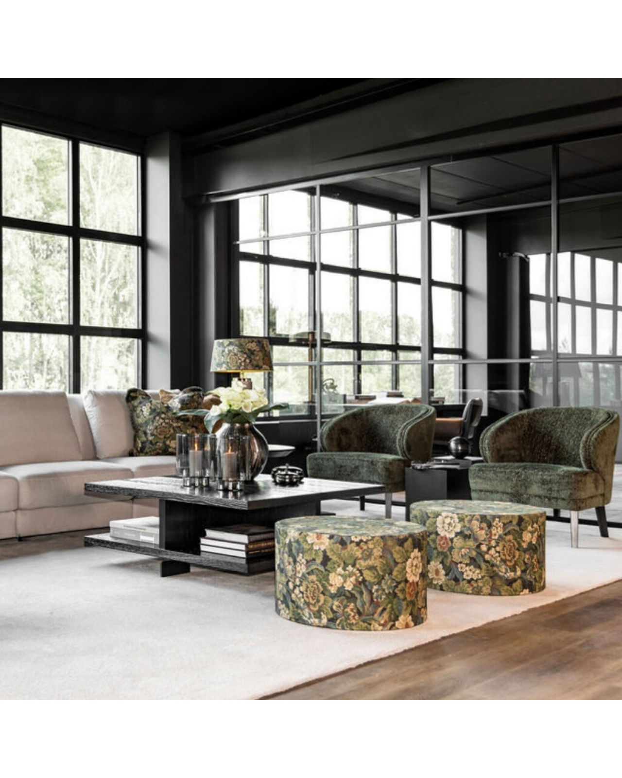 Ebonleaf Flower Cushion Cover Fringe Green