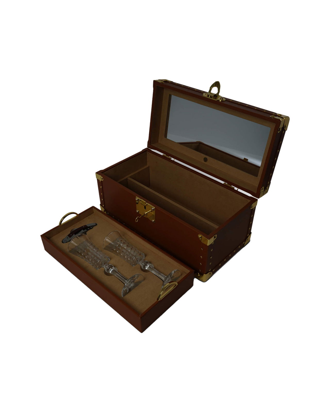 Vinglas förvaringslåda brun