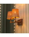 Wentworth double wall lamp brass/rattan