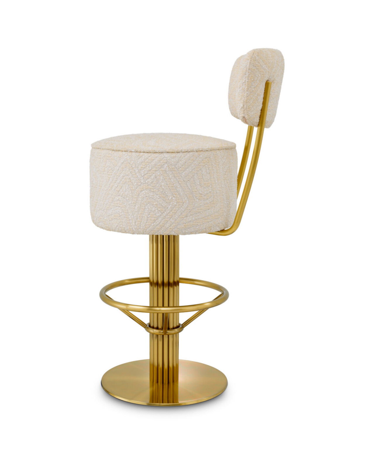 Carleton barkruk met rugleuning cream/messing