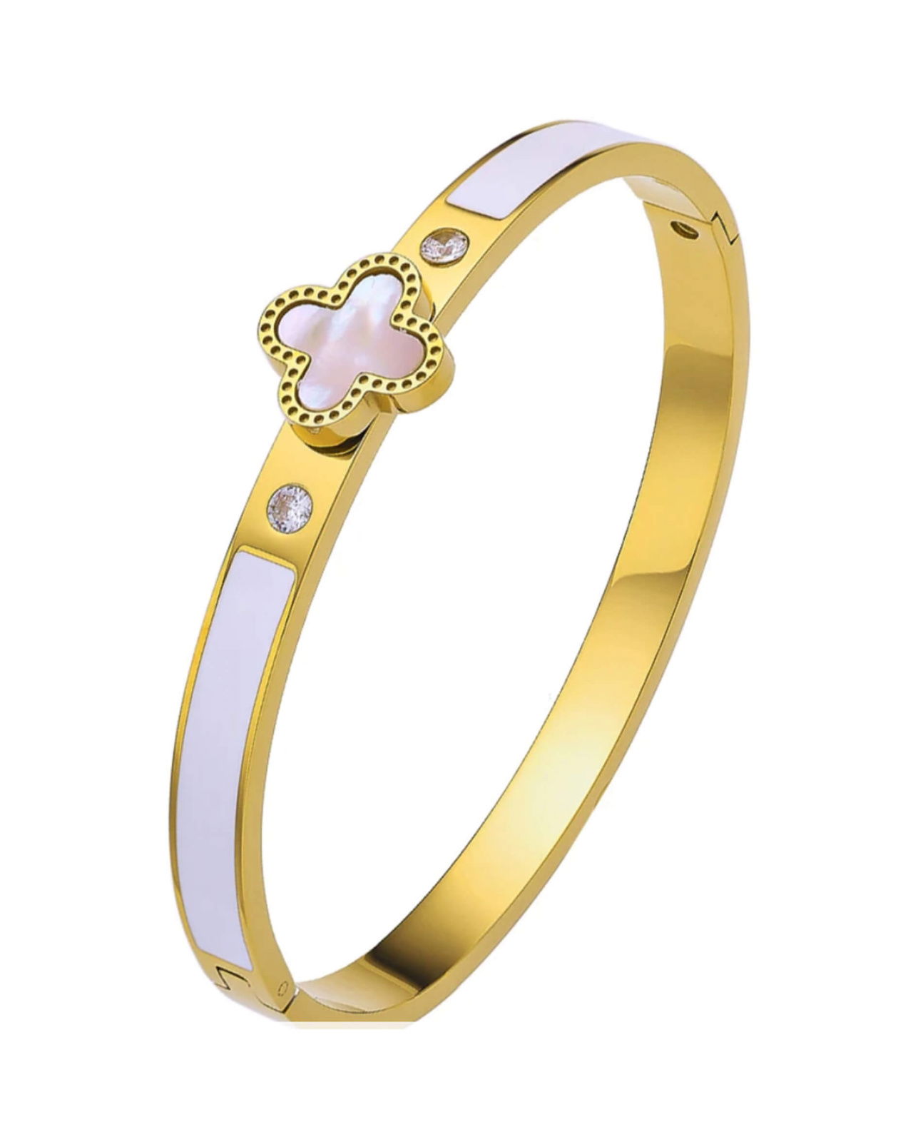 Bangle CZ Clover Bracelet White