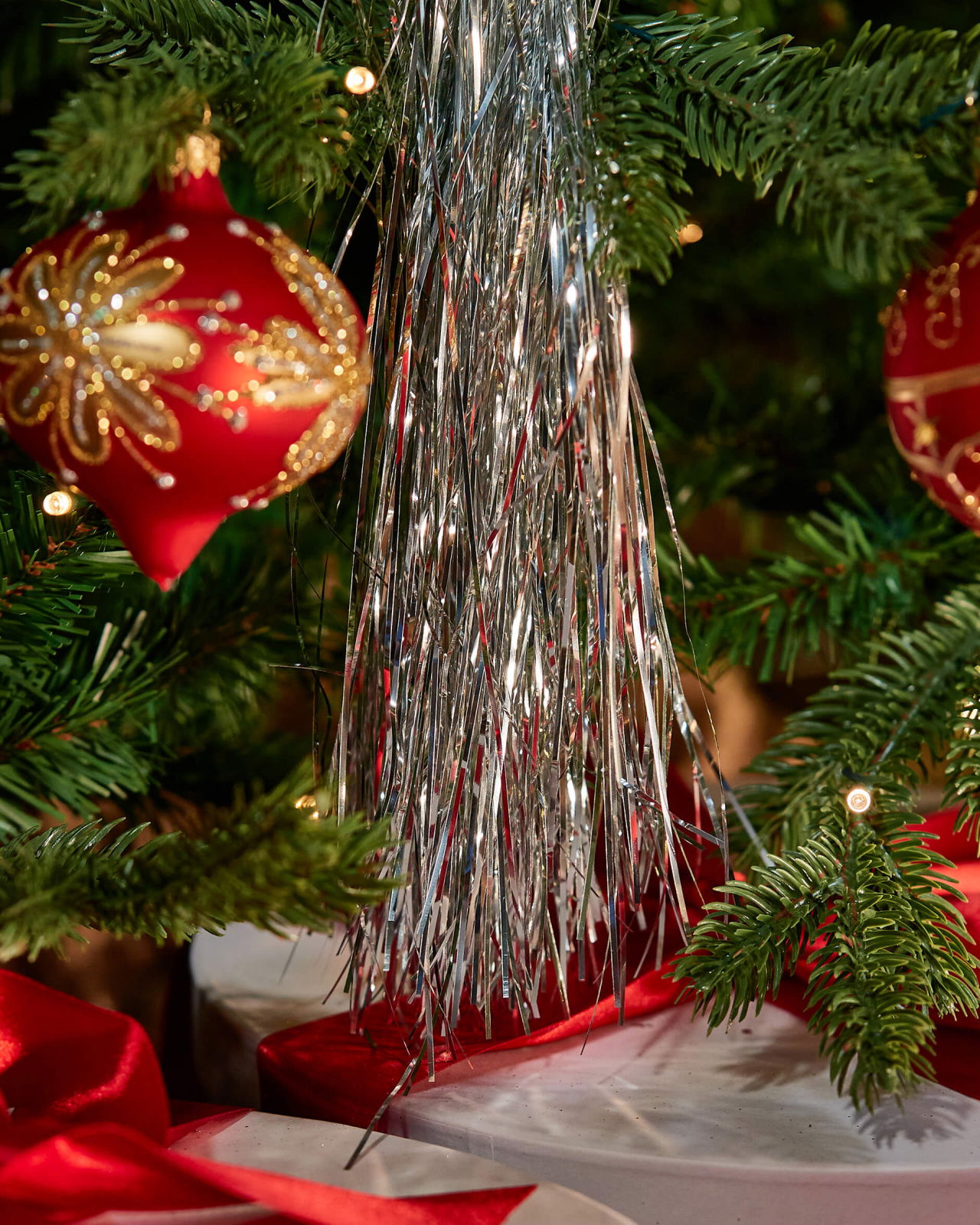 Lametta Glitter Ornament Silver