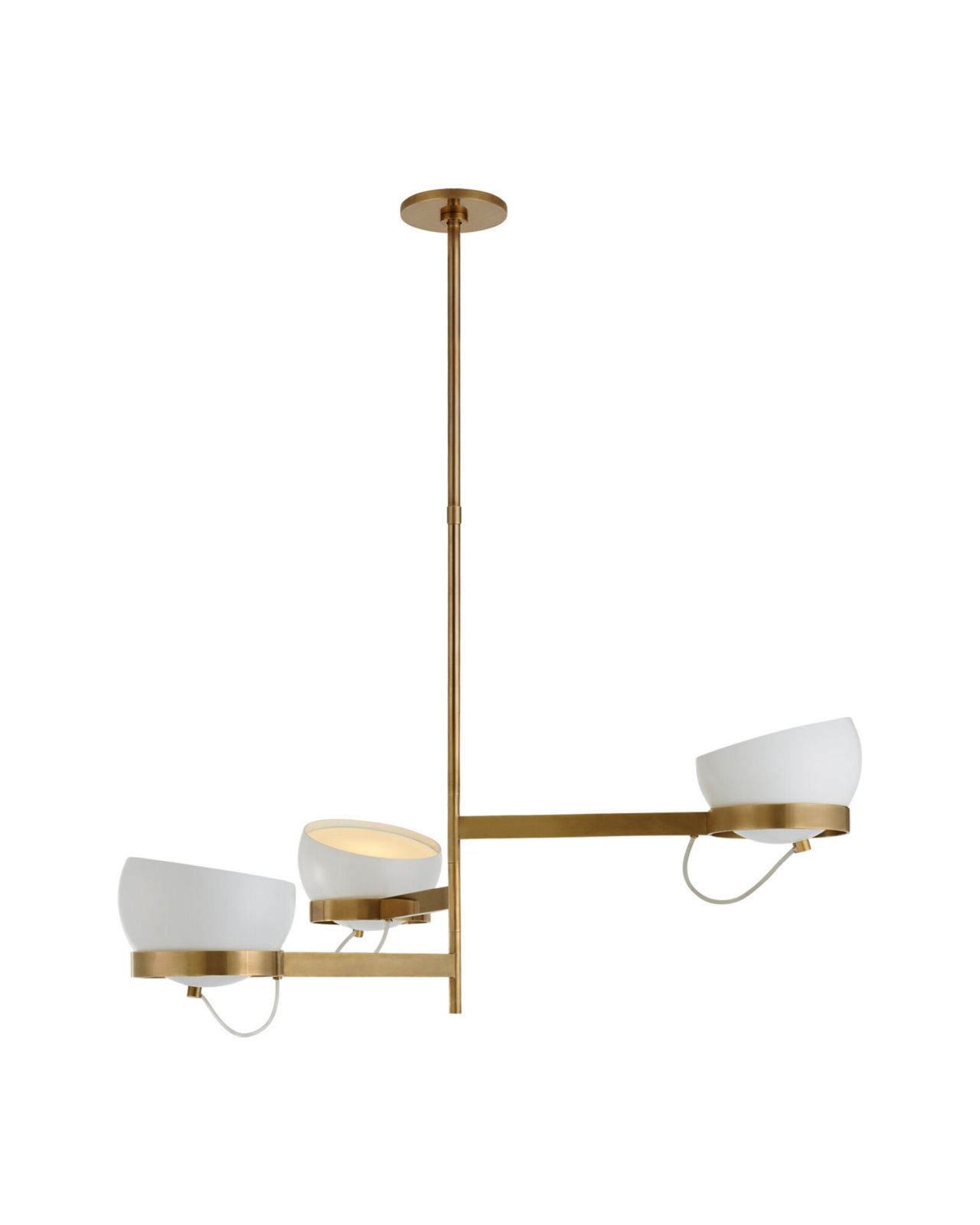 Lightwell Grande Triple Chandelier Soft Brass/White