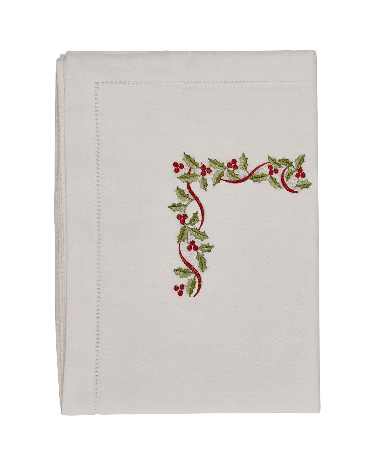 Christmas Holly Berry Tablecloth White