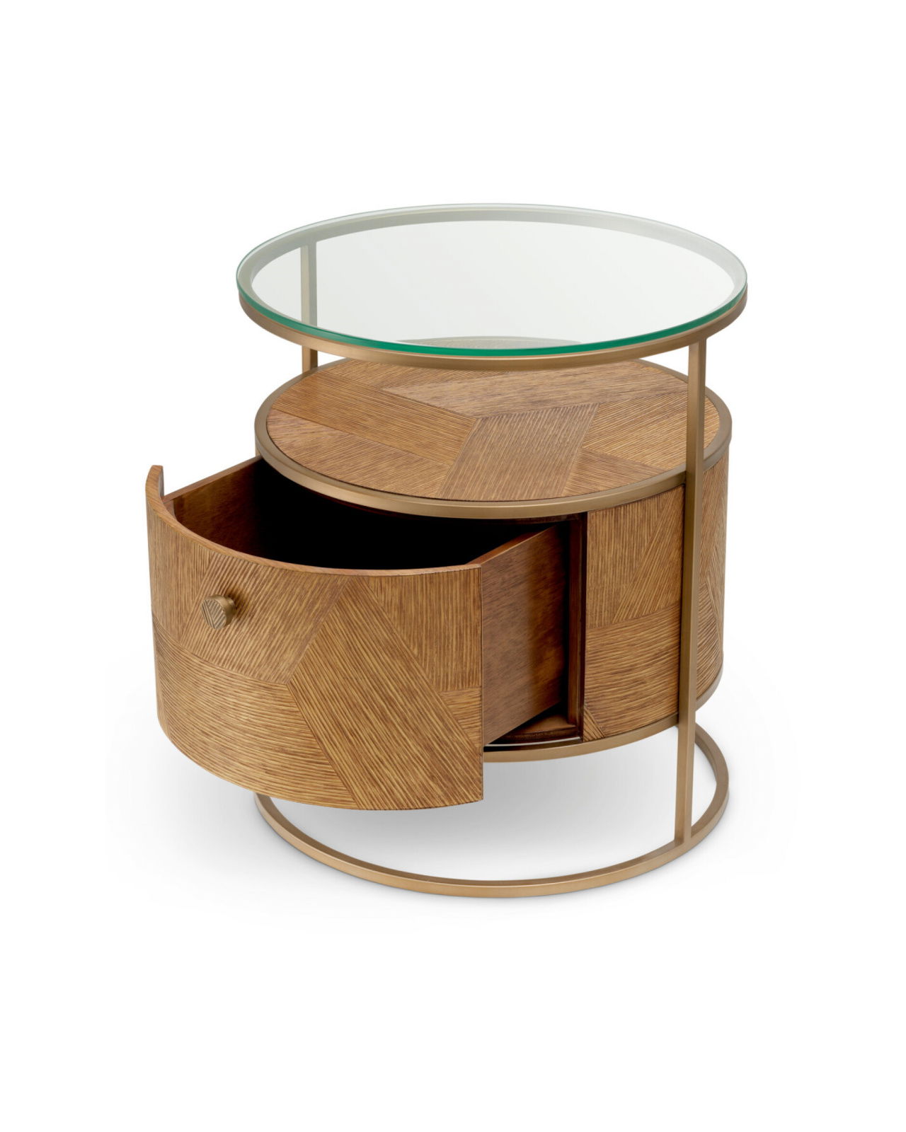 Velutto Side Table Oak Veneer Brass