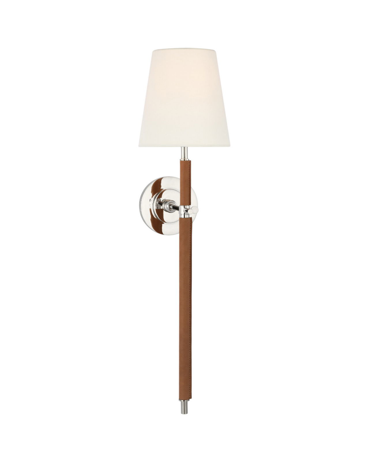 Bryant Large Wrapped Tail Sconce Nickel/Natural Leather