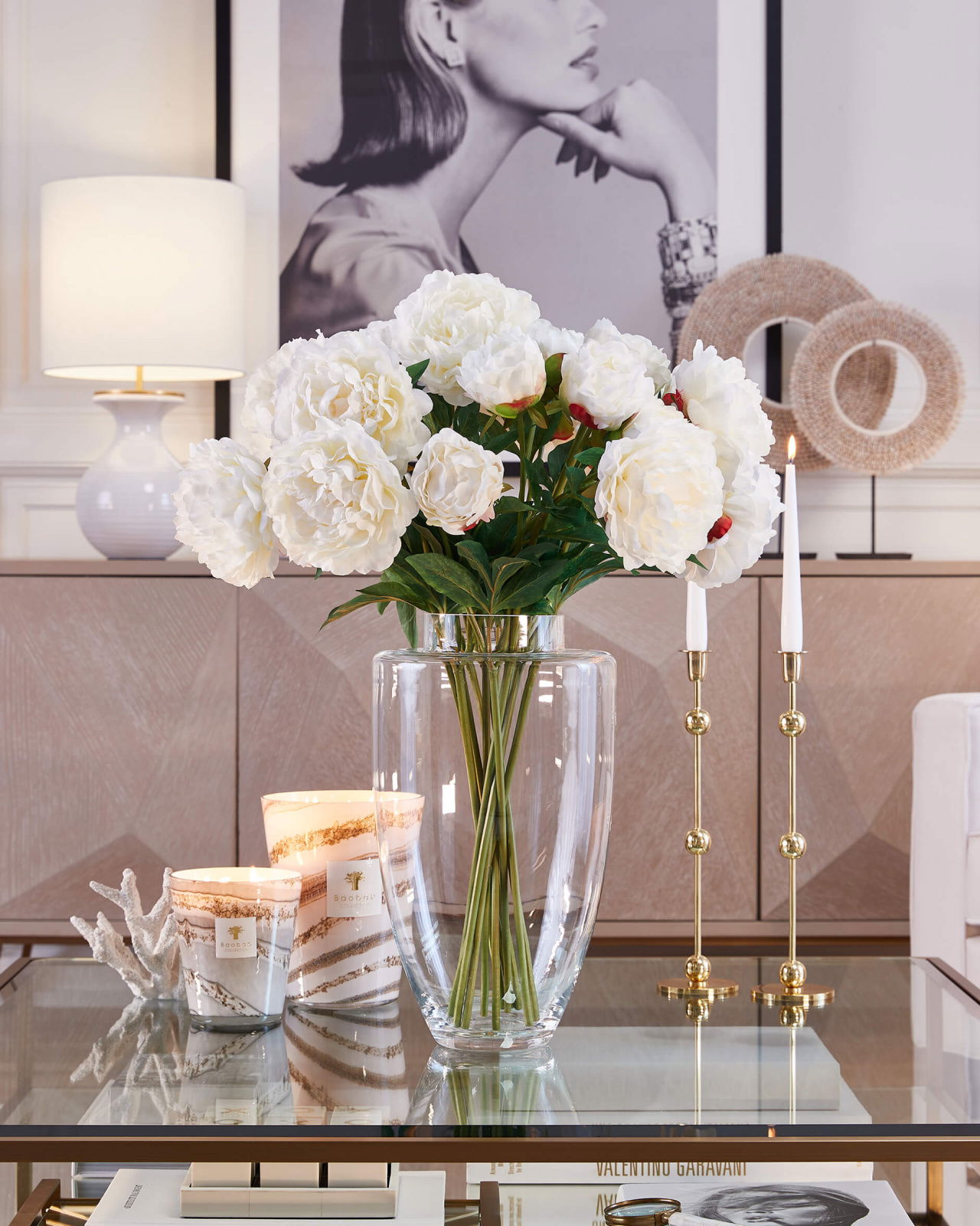 Pion snittblomma vit