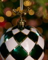 Damian Bauble Green/White 10cm