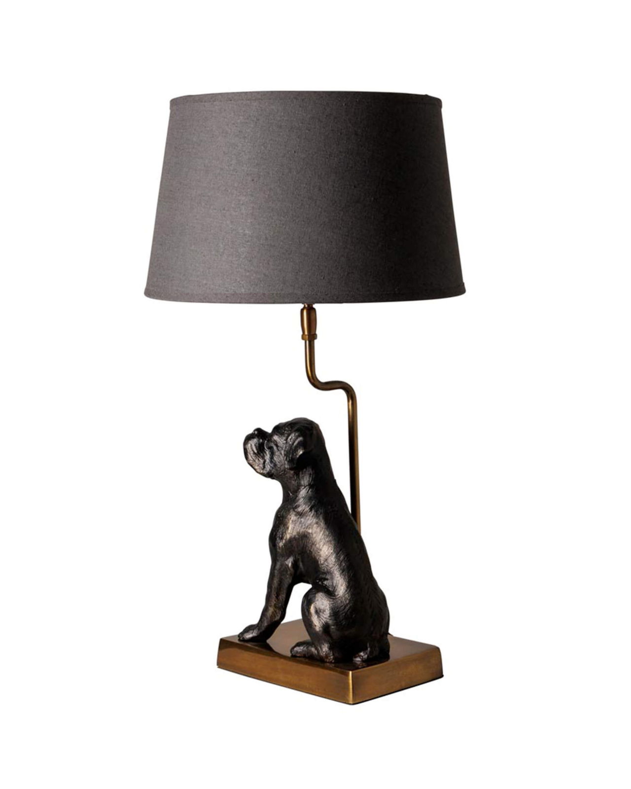 Hund bordlampe sort/guld