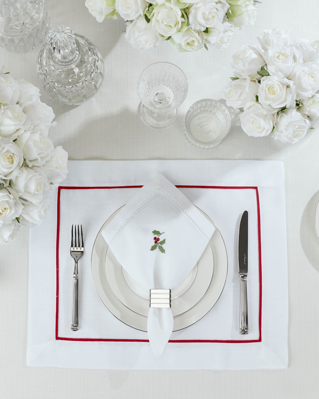 Christmas Holly Berry servett vit