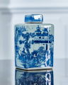 Square Tea Jar Blue/White