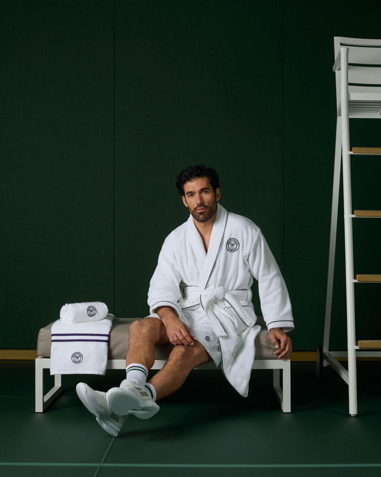 Wimbledon Baseline Stripe Towel Purple Set of 2