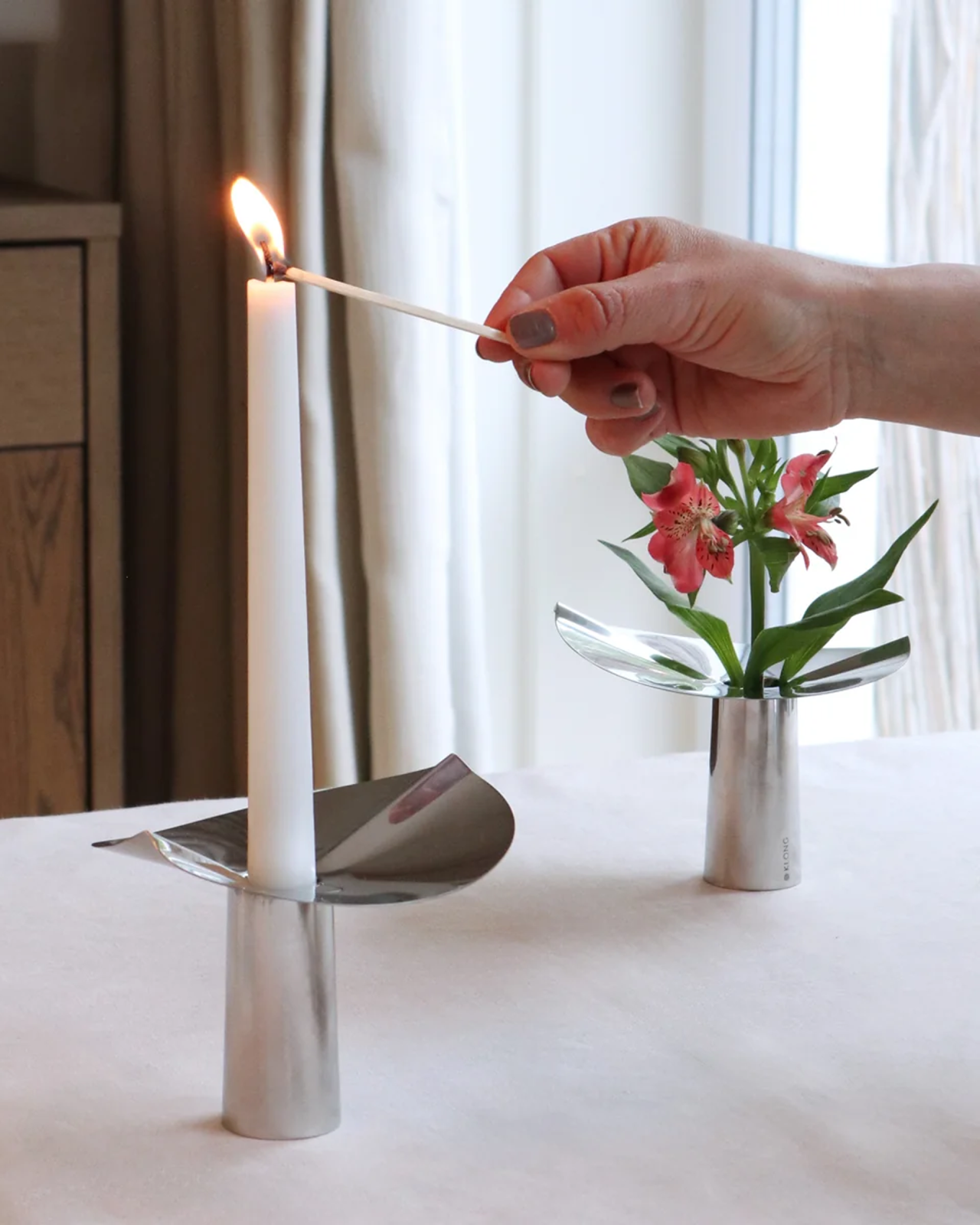 Löv Mini vase/candleholder nickel