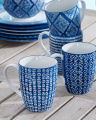 Capri Azzurra Mugs, Blue/White Set Of 6