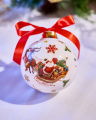 Santa's Sleigh kerstbal wit 10cm