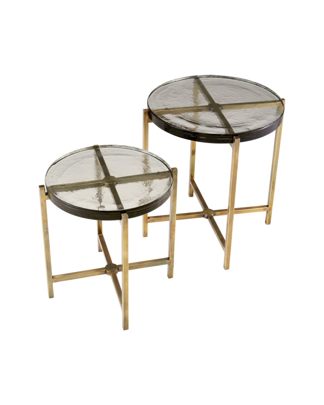 Haymann sidobord antik mässing 2-Set