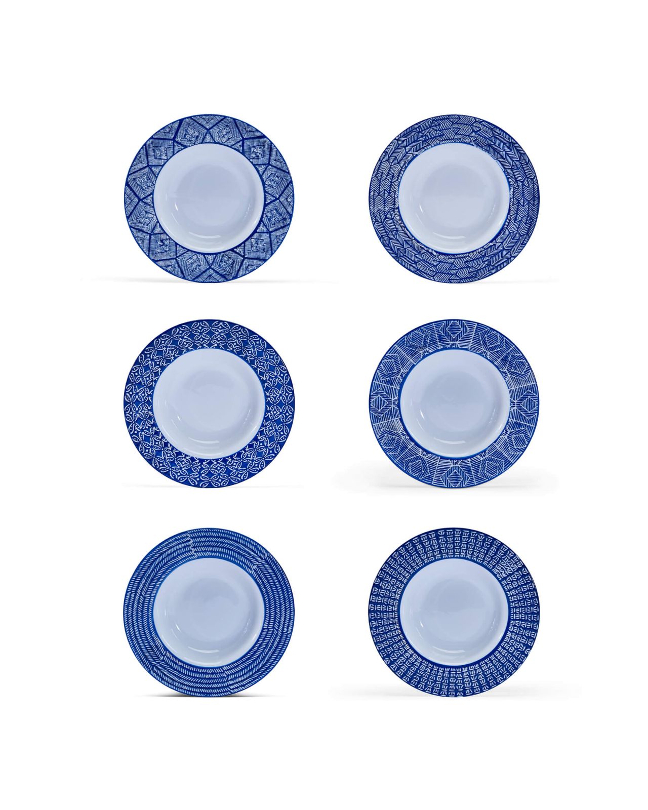 Capri Azzurra dybe tallerkener blå/hvid 6-pak