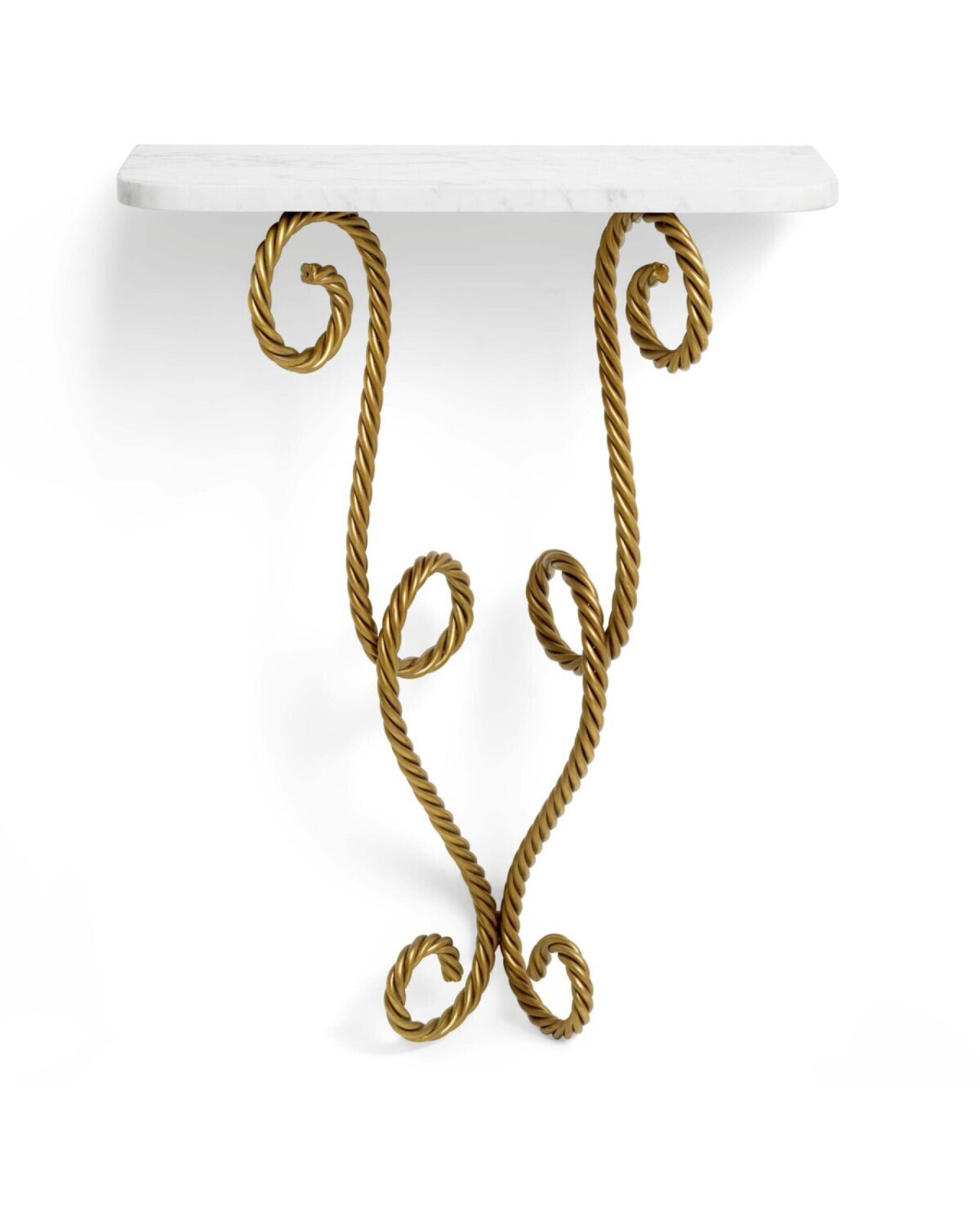 Kingsley wall console table in antique brass